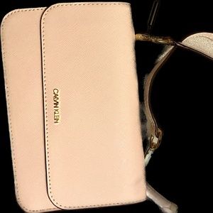 Blush pink Calvin Klein cross body purse/clutch/wallet combo